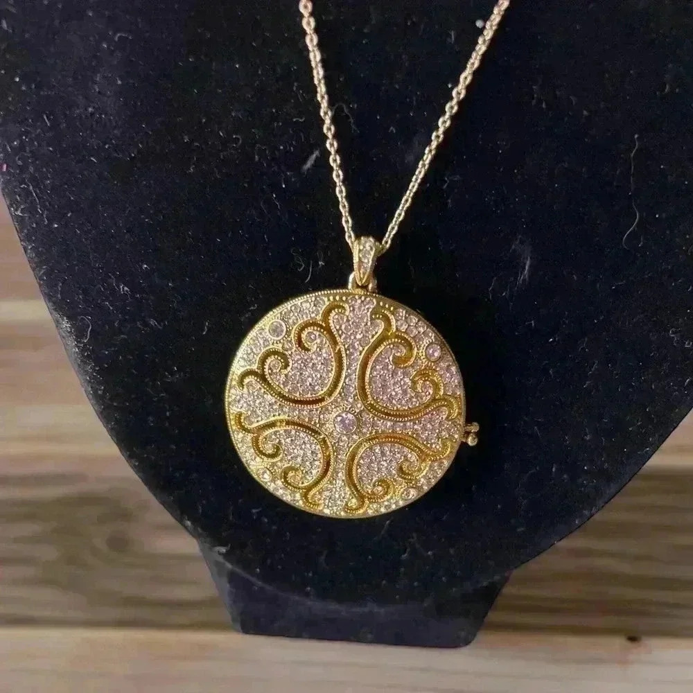 Gold Sterling Silver Gemstone Diamond Pendant Locket Beautiful Statement Piece
